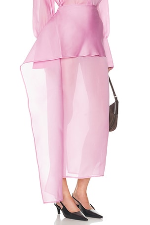 Helsa The Silk Gazar Skirt With Drape in Pink
