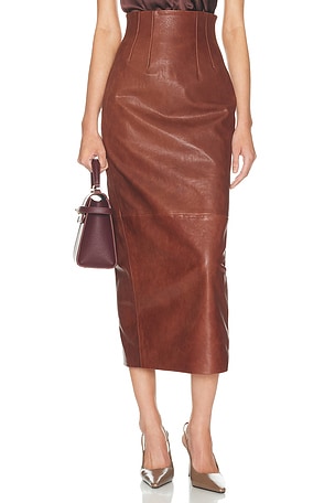 The Svelte Leather Midi Skirt Helsa