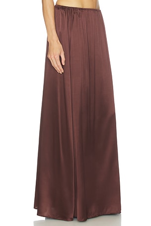Helsa The Silk Charmeuse Maxi Skirt in Chocolate