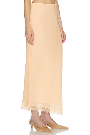 Helsa JUPE VISCOSE SATen SLIP SKIRT WITH LACE en Beige