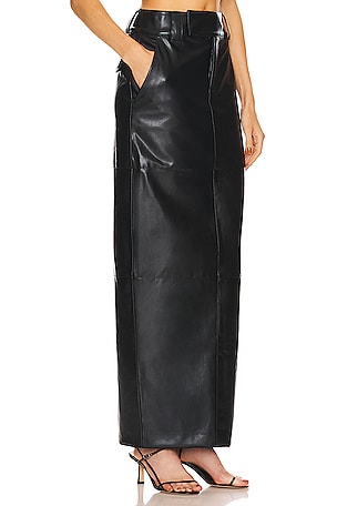 Helsa Waterbased Faux Leather Midi Skirt in Black