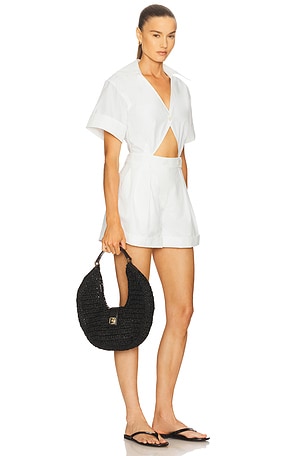 Helsa Romper in Tech Poplin in White
