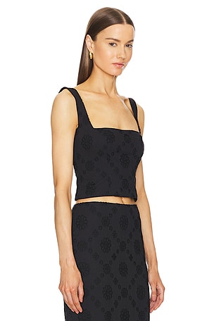 Helsa Eyelet Corset Top in Black