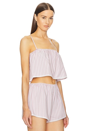 Helsa Wide Stripe Poplin Camisole in Mauve