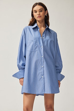 Pinstripe Poplin Oversized Shirt Helsa