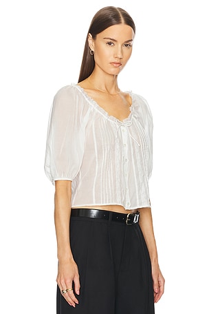 Helsa Voile Peasant Blouse in White