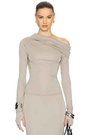 Matte Jersey Drape Shoulder Top Helsa