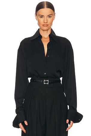 Helsa The Relaxed Silk Shirt in Black