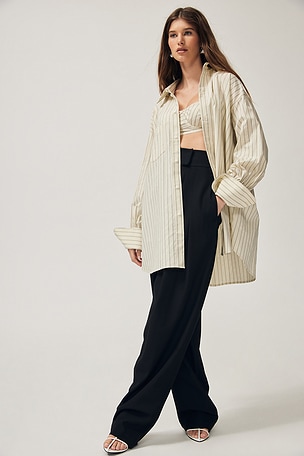 Pinstripe Poplin Oversized Shirt Helsa