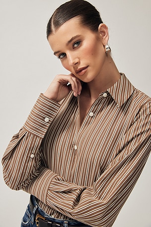 Pinstripe Poplin Fitted Shirt Helsa