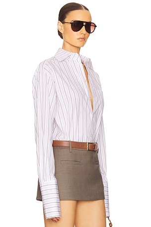 Helsa Classic Fit Stripe Poplin Shirt in Neutral