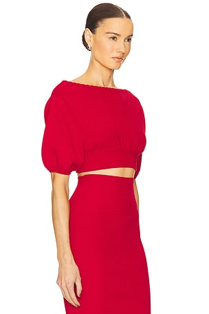 Helsa Luella Short Sleeve Sweater in Red