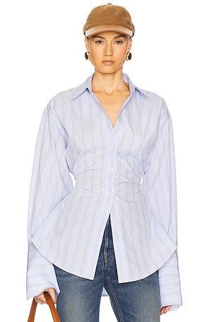 Stripe Poplin Lace Back Shirt Helsa