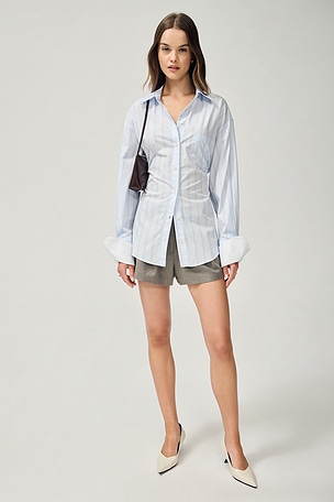 Stripe Poplin Lace Back Shirt Helsa