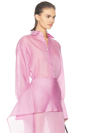 Helsa The Silk Gazar Shirt in Pink