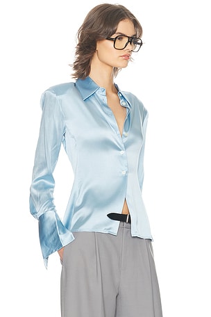 Helsa The Silk Charmeuse Shirt in Baby Blue