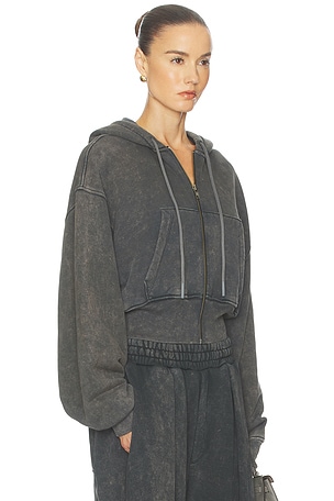 Helsa The Full Zip Hoodie in Fleece in Black