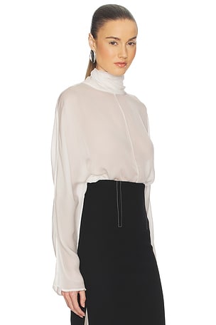 Helsa Dolman Popover Top en Cupro en Ivoire