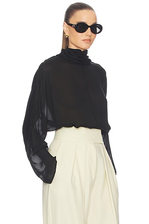 Helsa dolman popover top en cupro en color negro