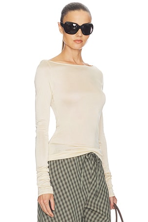 Helsa Slinky Jersey Off The Shoulder Top in Neutral