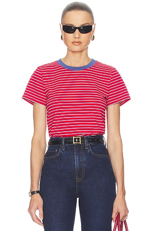 ТОП LITTLE BOY TEE IN STRIPE IN RED STRIPE WITH BLUE RIB Helsa