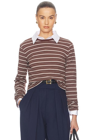 The Rib Long Sleeve Tee in Stripe Helsa