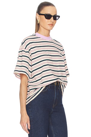 Helsa The Boxy Tee in Stripe in Pink