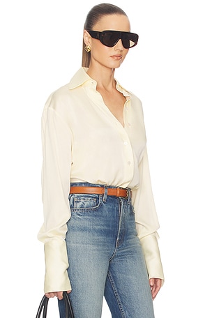Helsa The Relaxed Silk Shirt in Cream