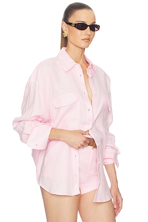 Helsa Washed Linen Shirt in Pink