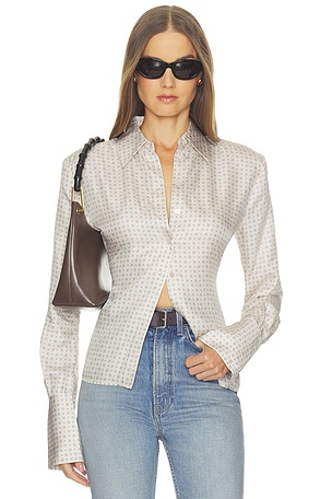 The Silky Shirt in Tie Print Helsa