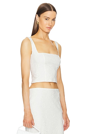 Helsa Eyelet Corset Top in White