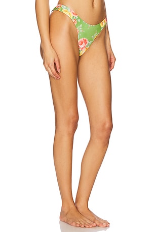 Heavy Manners High Cut Cheeky Bikini Bottoms in Green