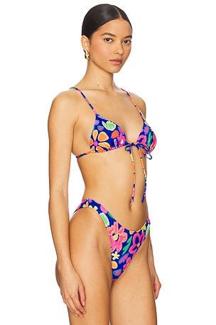 Heavy Manners Triangle Front Tie Bikini Top in Purple