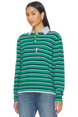 HOMMEgirls Knit Stripe Polo in Green