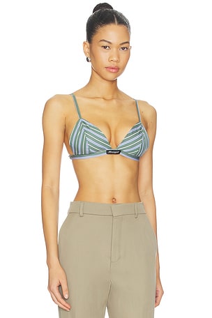 HOMMEgirls Shirting Bralette in Green,Blue