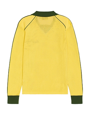 House of Sunny Open Knit Retro Collar Sports Top in Yellow