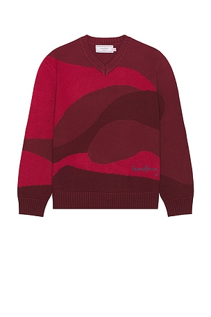 The Red Landscape Oversized V-Neck Sweater House of Sunny