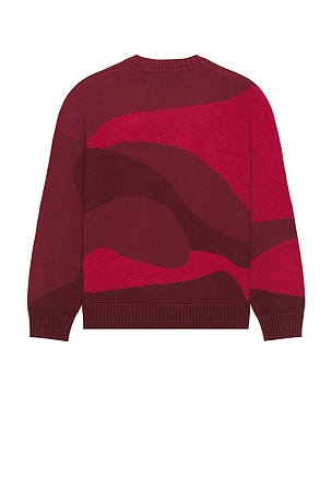 House of Sunny The Red Landscape Oversized V-Neck Sweater in Red