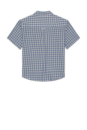 House of Sunny Grandad Check Button Down Shirt in Blue