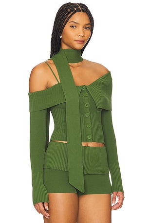 House of Sunny One Love One Shoulder Sweater in Green