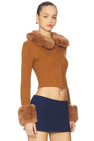 House of Sunny Peggy Cardigan in Brown