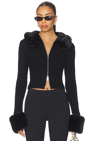 Peggy Cardigan With Faux Fur Trim House of Sunny