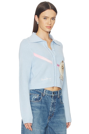 House of Sunny Pom Pom Tripper Cardigan in Baby Blue. Size US 6/ UK 10. Also