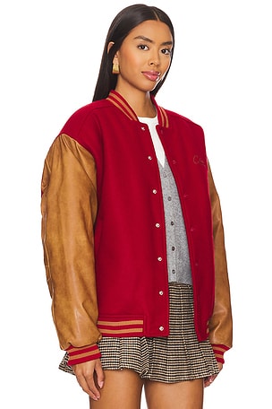 House of Sunny The Club Varsity Bomber in Red