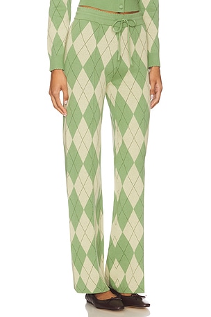 House of Sunny Argyle Lounge Pant in Green. Size US 8/ UK 12. Also