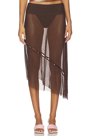 House of Sunny The Rosewood Mesh Skirt in Brown