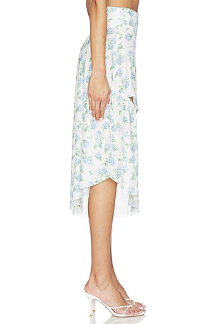 House of Sunny Hydrangea Asymmetric Mesh Skirt in Baby Blue,White
