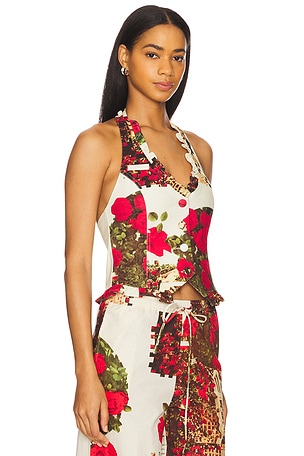 House of Sunny Rose Garden Waistcoat in Red