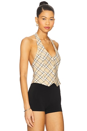 House of Sunny Sloane Check Waistcoat in Beige