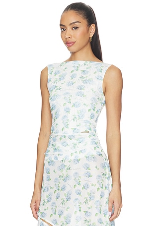 House of Sunny Hydrangea Double Layer Mesh Top in Baby Blue,White